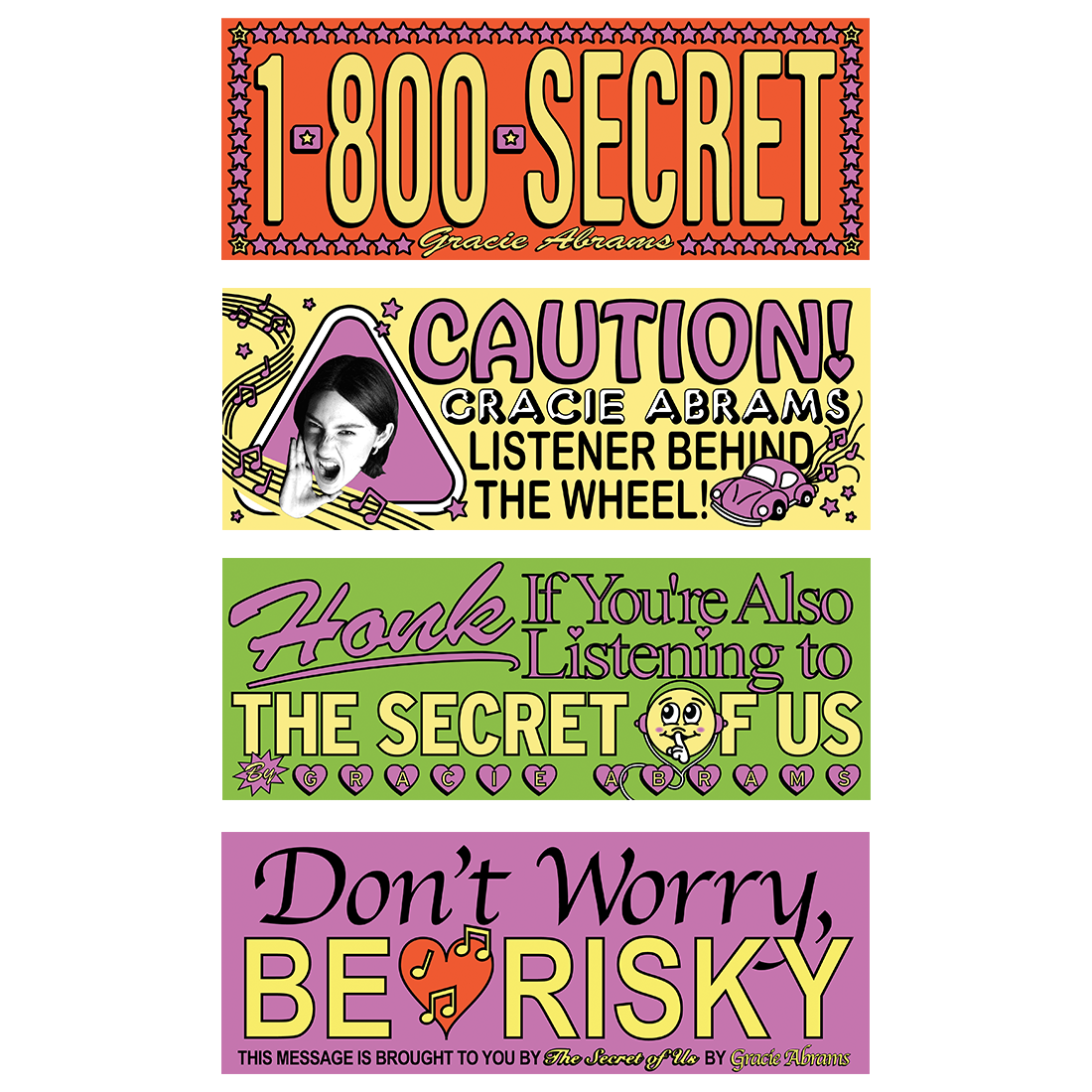 Gracie Abrams The Secret of Us Bumper Sticker Set-of-4 Autoaufkleber 369812