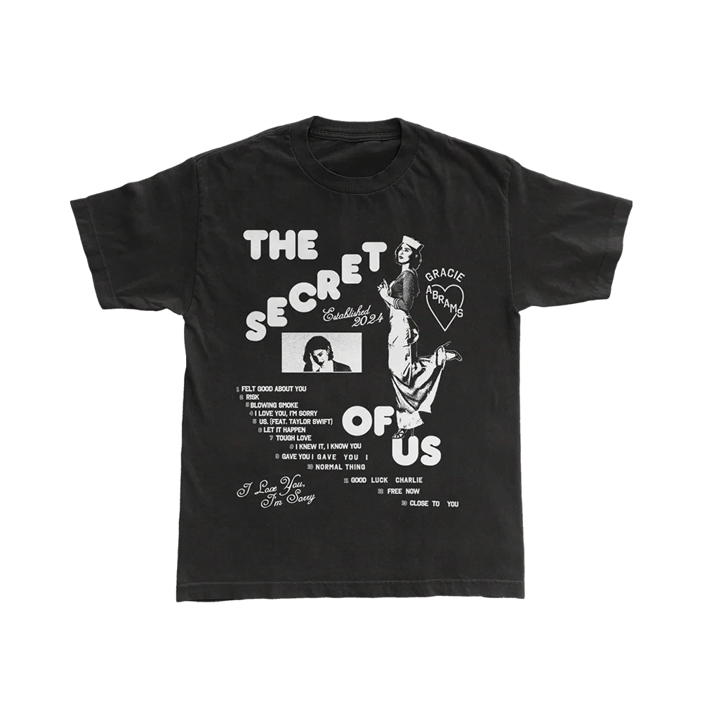 Gracie Abrams The Secret of Us Graphic Black T-Shirt T-Shirts 446452